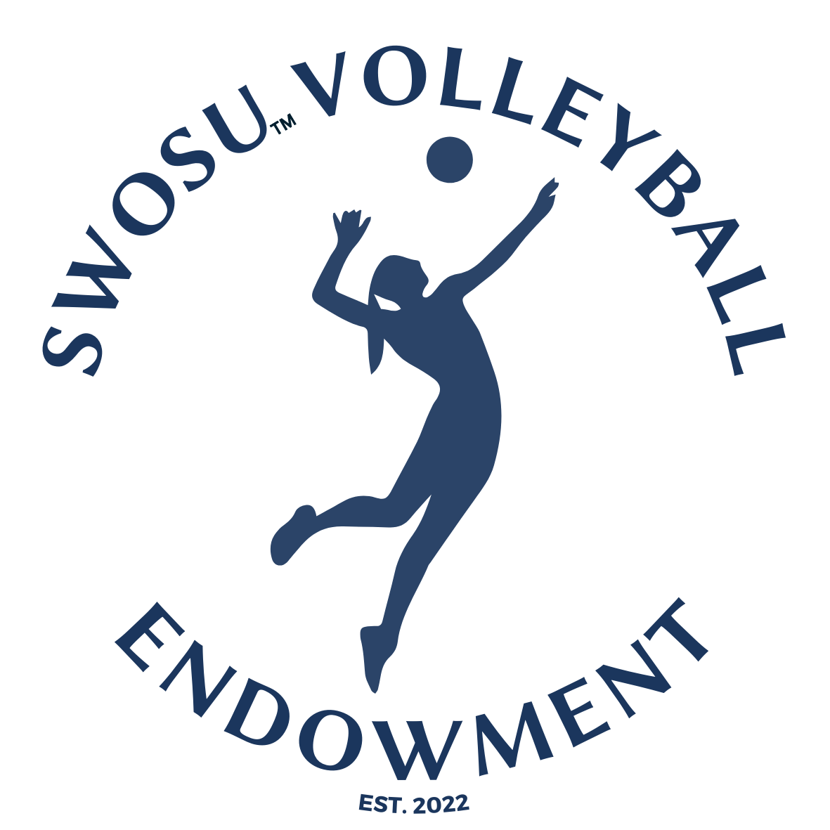 SWOSU Volleyball endowment with illustrated volleyball player serving the ball